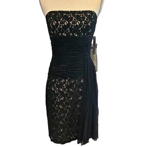 NWT Maggy London Black Lace Strapless Dress